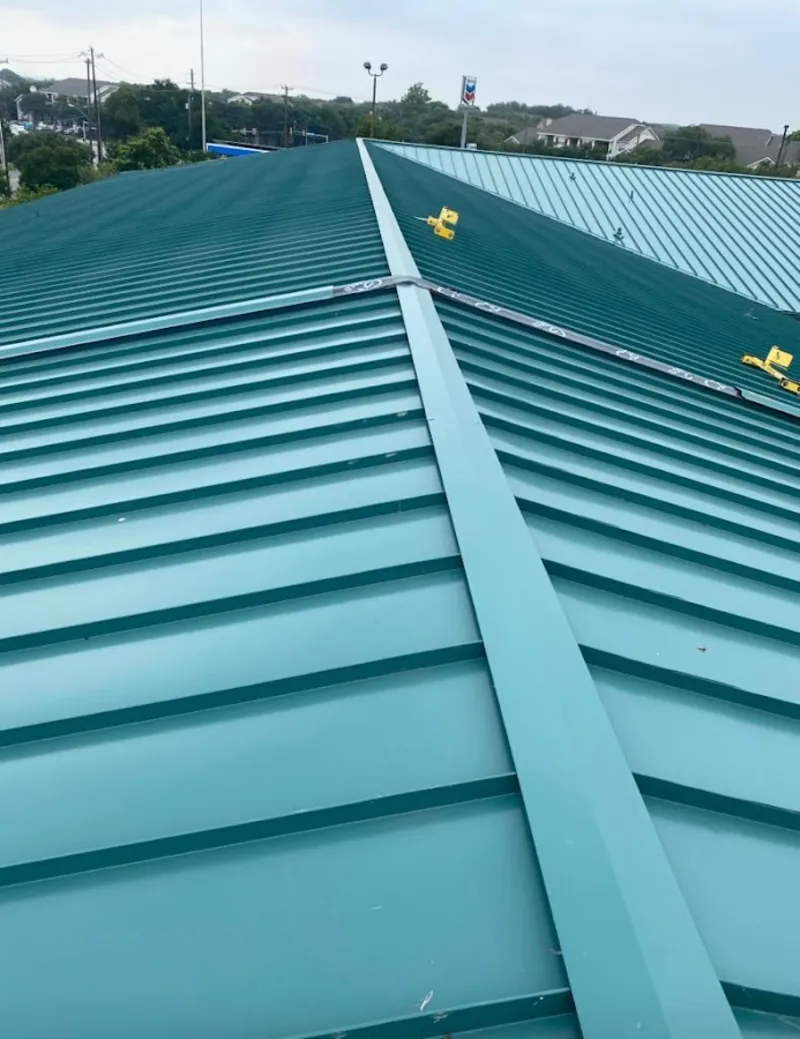 Green commercial metal roof ridge and valley for Metal Roof Repair in Londonderry